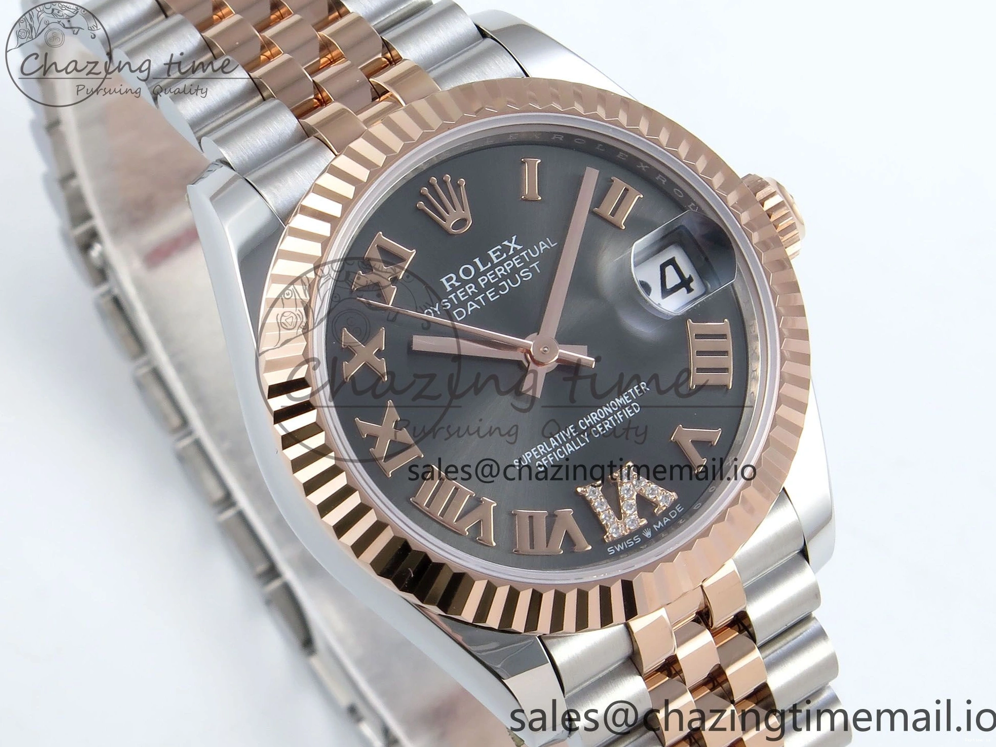 0106 StreetReady DateJust 31 278271 ARF 1:1 Best Edition 904L Steel Gray Roman Diamonds Dial on SS RG Jubilee Bracelet ETA 516